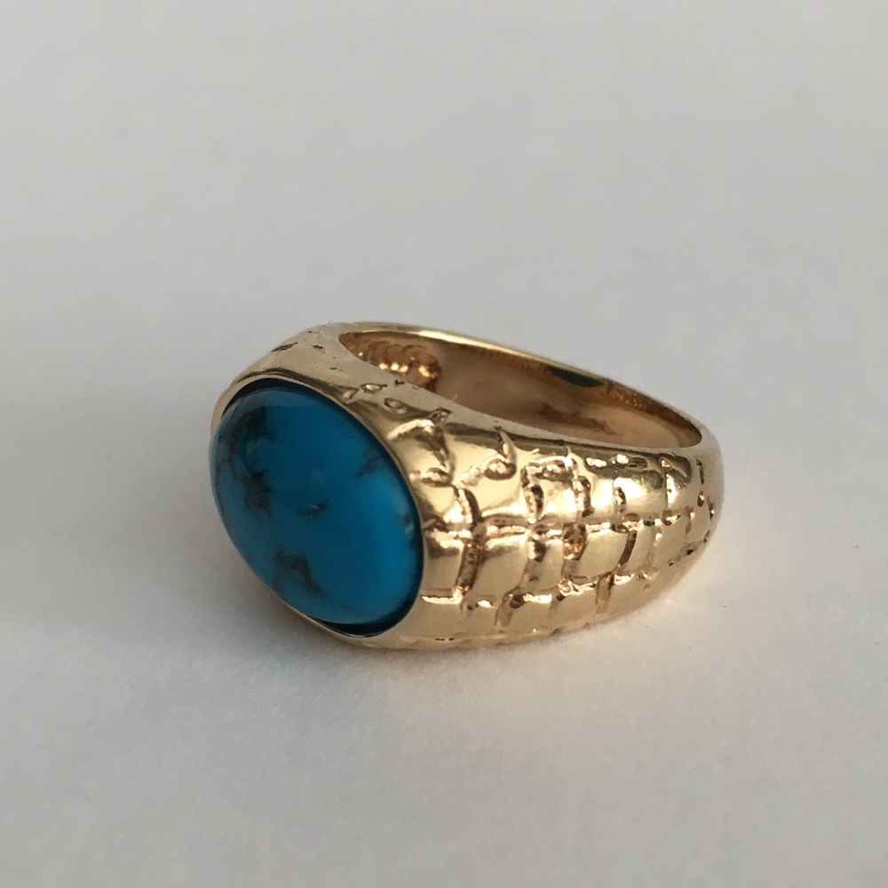 Turquoise gold plated sterling silver ring - Picture 3 of 11